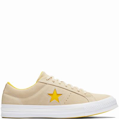 Converse One Star Pinstripe Low Tops Womens - Beige/Yellow/White Shoes (140ZOXVC)